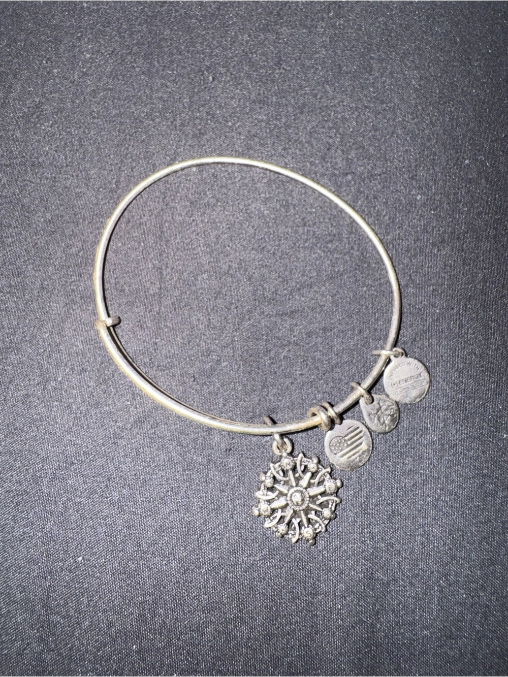 Alex and Ani Silver Compass Charm Bangle Bracelet